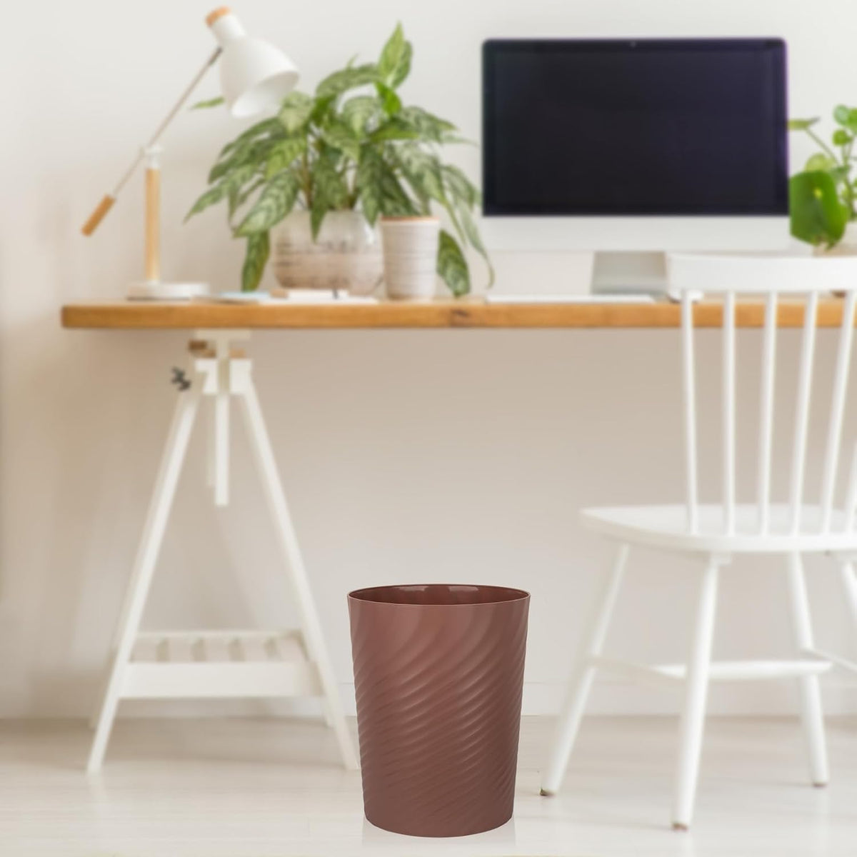 UUJOLY Plastic Trash Can Wastebasket, Garbage Container Basket for Bathrooms, Kitchens, Offices