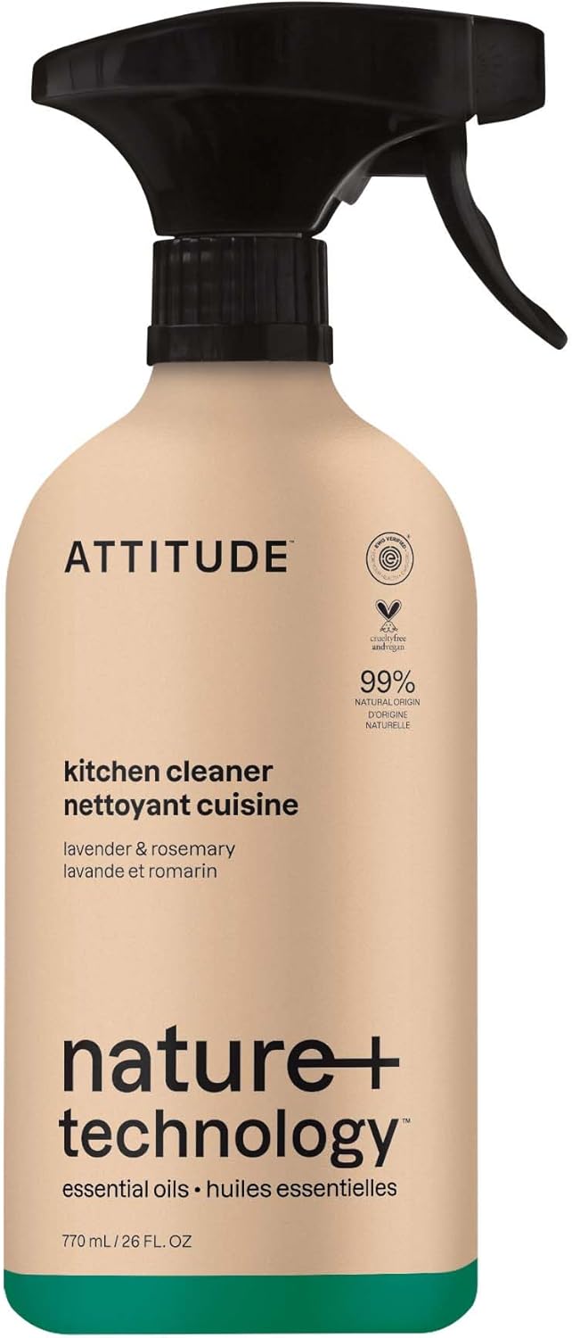 ATTITUDE Kitchen Cleaner Spray, Natural Origin Ingredients, EWG Verified, Cleans and Degreases
