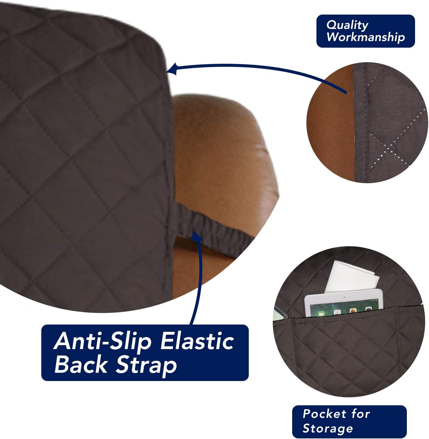 PureFit Reversible Quilted Sofa Cover, Water Resistant Slipcover Furniture Protector, Washable