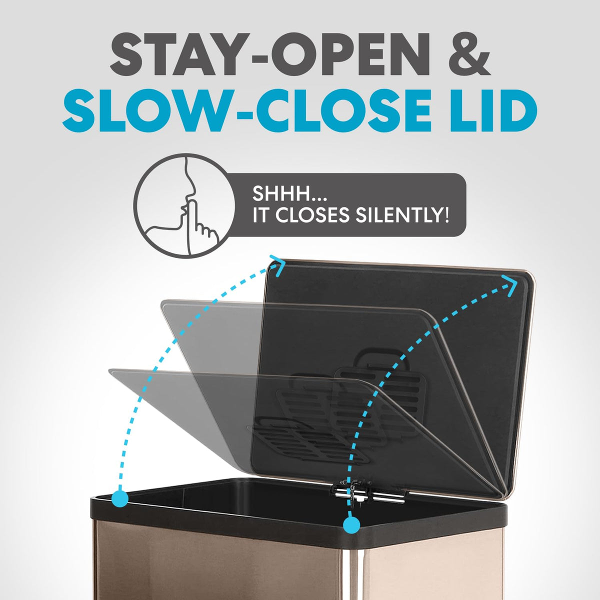 SIMPLI-MAGIC 13.2 Gallon (50L) Step Trash Can – Kitchen Garbage Can with Slow-Close Lid – Odor