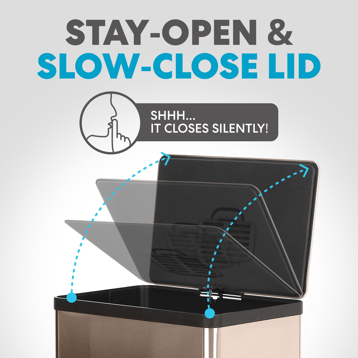 SIMPLI-MAGIC 13.2 Gallon (50L) Step Trash Can – Kitchen Garbage Can with Slow-Close Lid – Odor