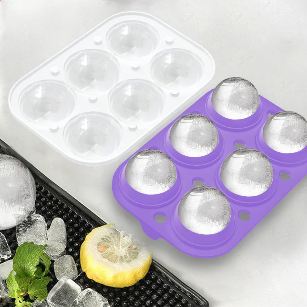 ROTTAY Ice Cube Trays (Set of 2), Sphere Ice Ball Maker with Lid & Large Square Ice Cube Maker for