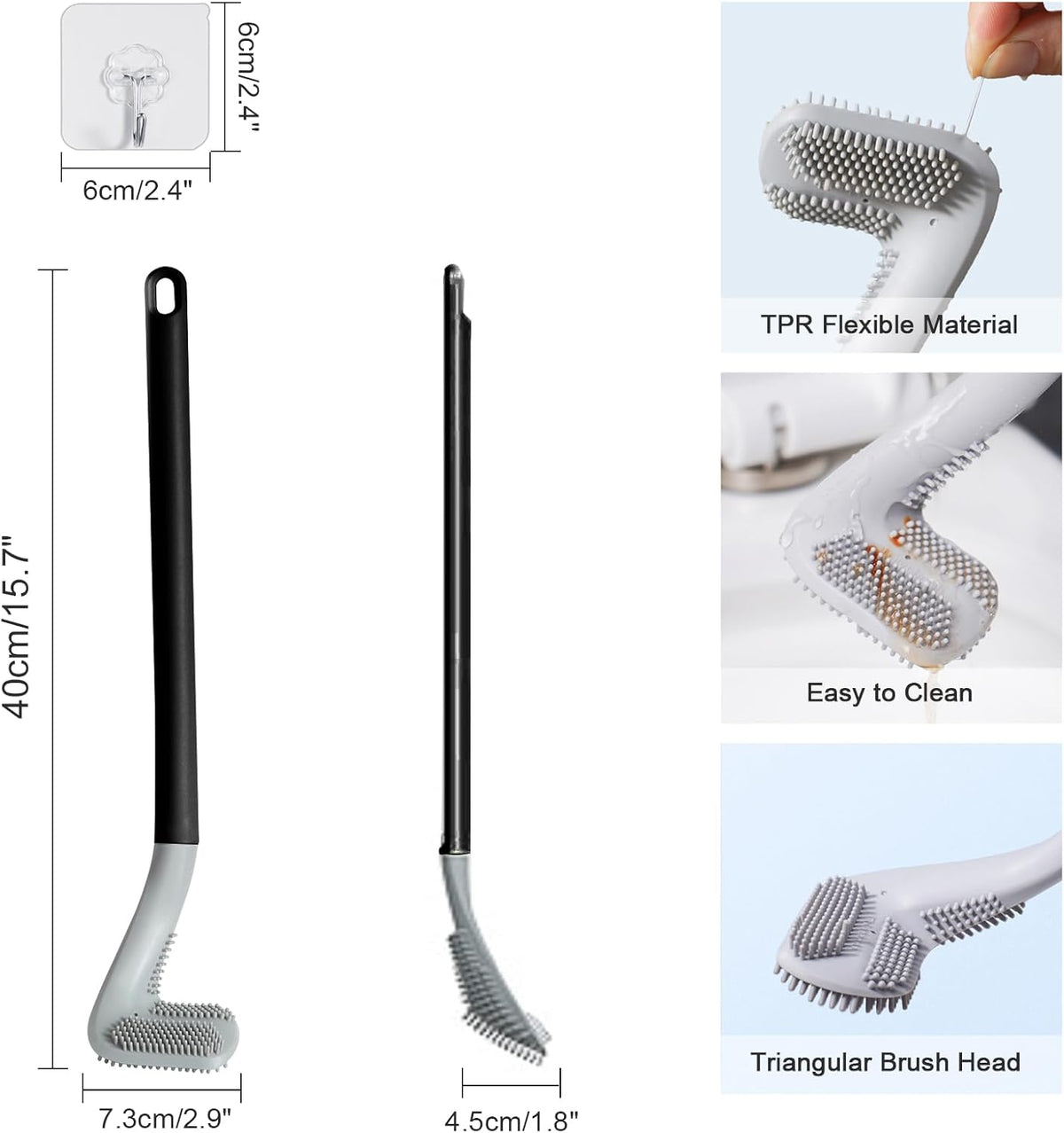 Golf Toilet Brush, Toilet Cleaning Brush, Flexible Bendable Silicone Long Handled Toilet Brush