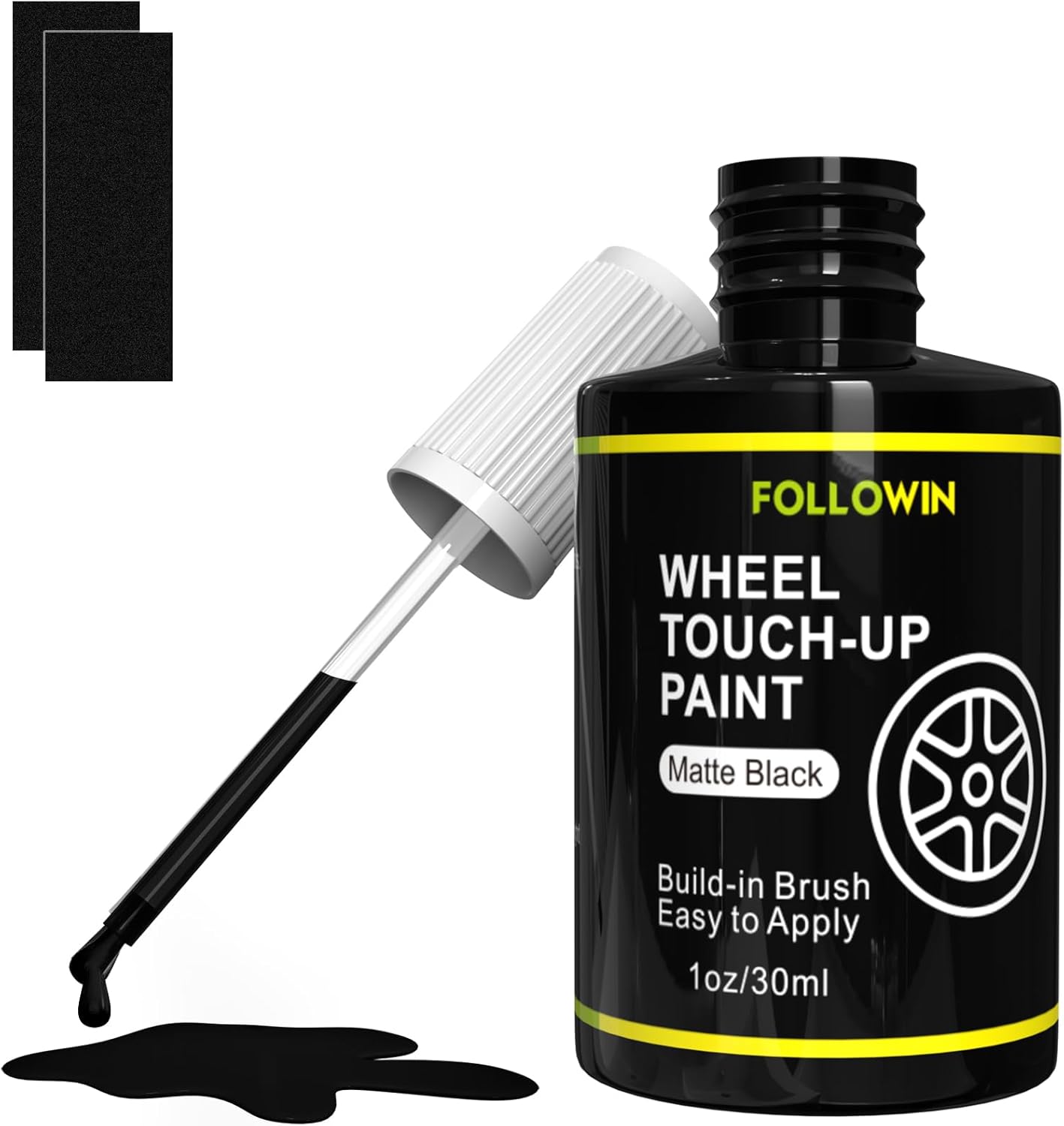 FOLLOWIN Matte Black Rim Touch Up Paint for Cars,Car Wheel Rim Paint Repair Kit,Automotive Rim