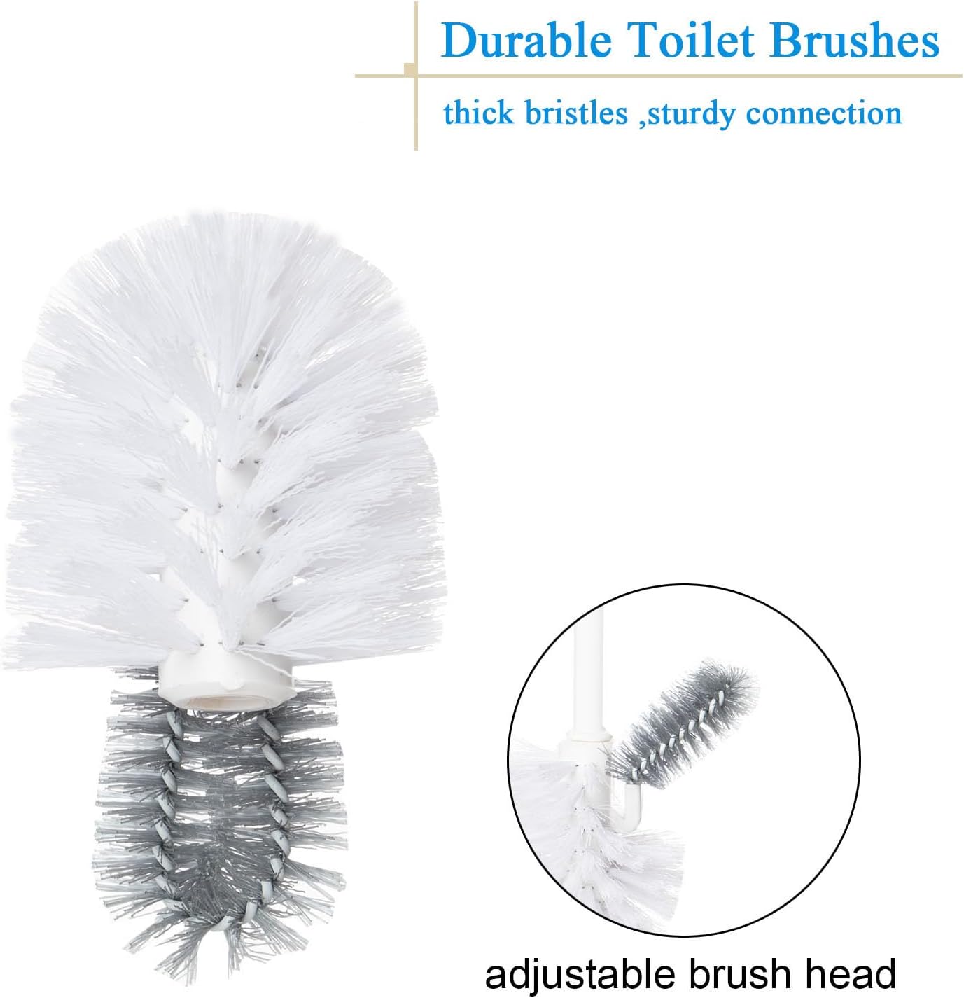 2 Pack Toilet Bowl Brush with Holder for Bathroom, Under-Rim Double Brush Head, Long Handle