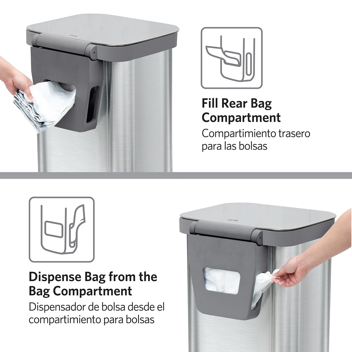 Glad Stainless Steel Step Trash Can, Series 2 with Clorox Protection - Large Metal Kitchen Garbage