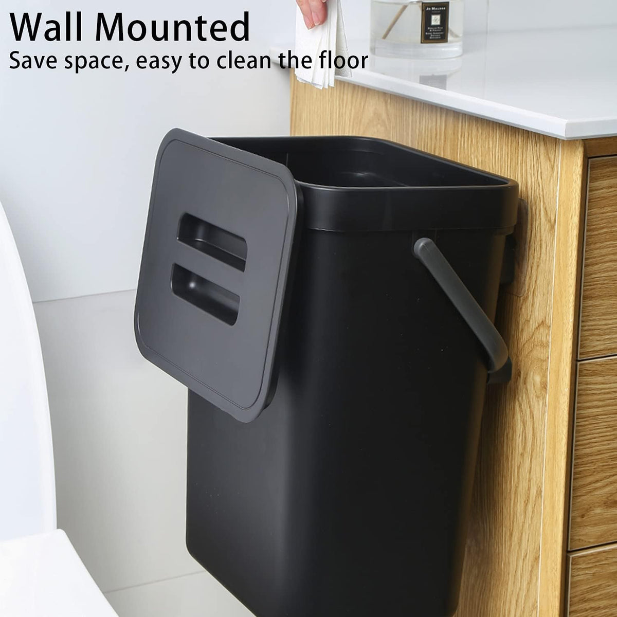 stonespace Under Sink Trash Can，Kitchen Compost Bin, Diaper Pail, 3.2 Gallon/12L Hanging Garbage