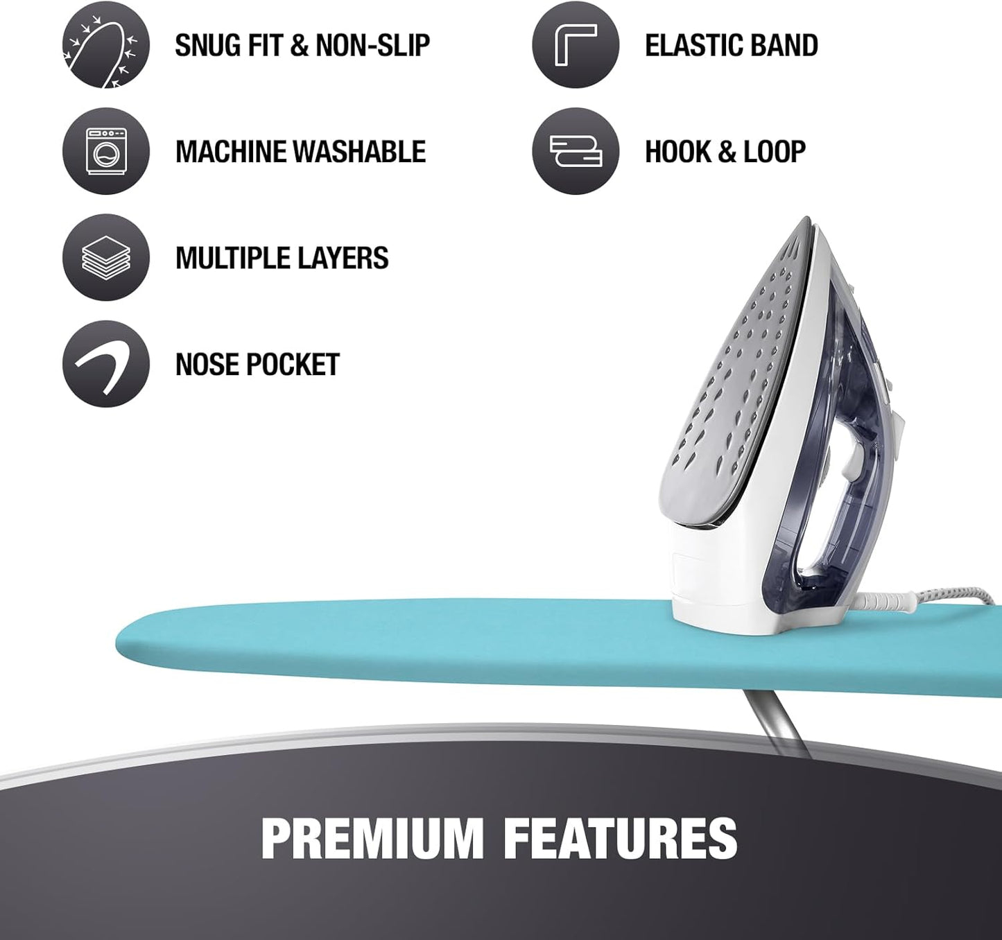 Extra Thick Ironing Board Covers with Pad Standard Size 15x54, Heat Reflective Full Scorch