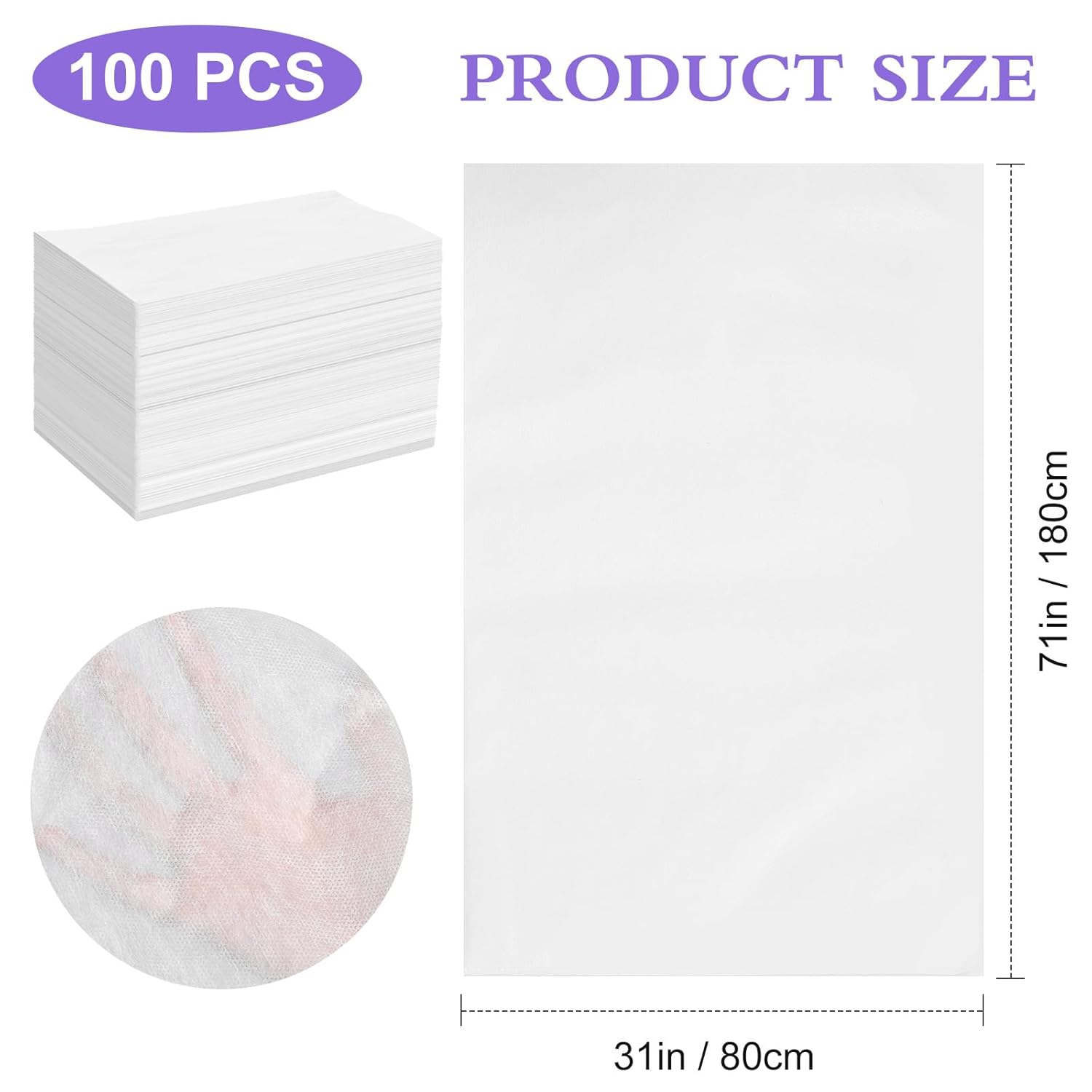 100 Pack Disposable Bed Sheets – 31.5 x 71 in Waterproof Non-woven Sheets for Massage, Spa, Tattoo