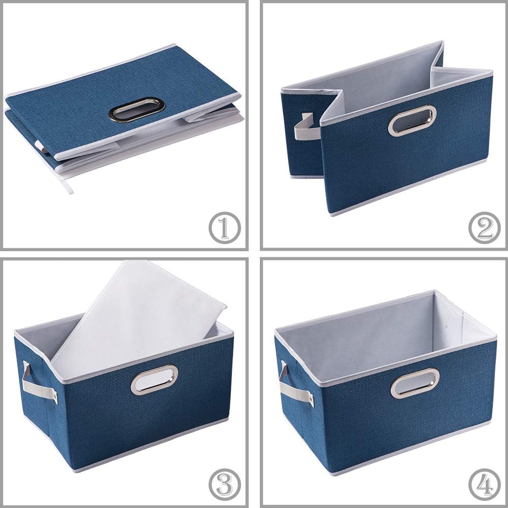 PRANDOM Large Collapsible Storage Baskets for Closet [5-pack] Decorative Fabric Storage Bins Cubes