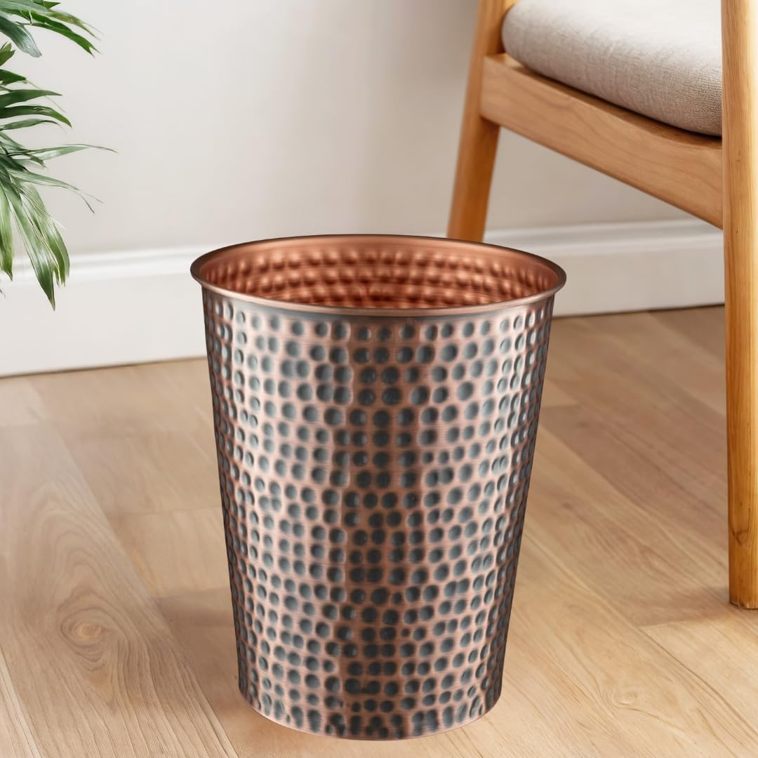 Monarch Abode Handcrafted Metal Wastebasket Trash Can for Home Office Bedroom, Decorative