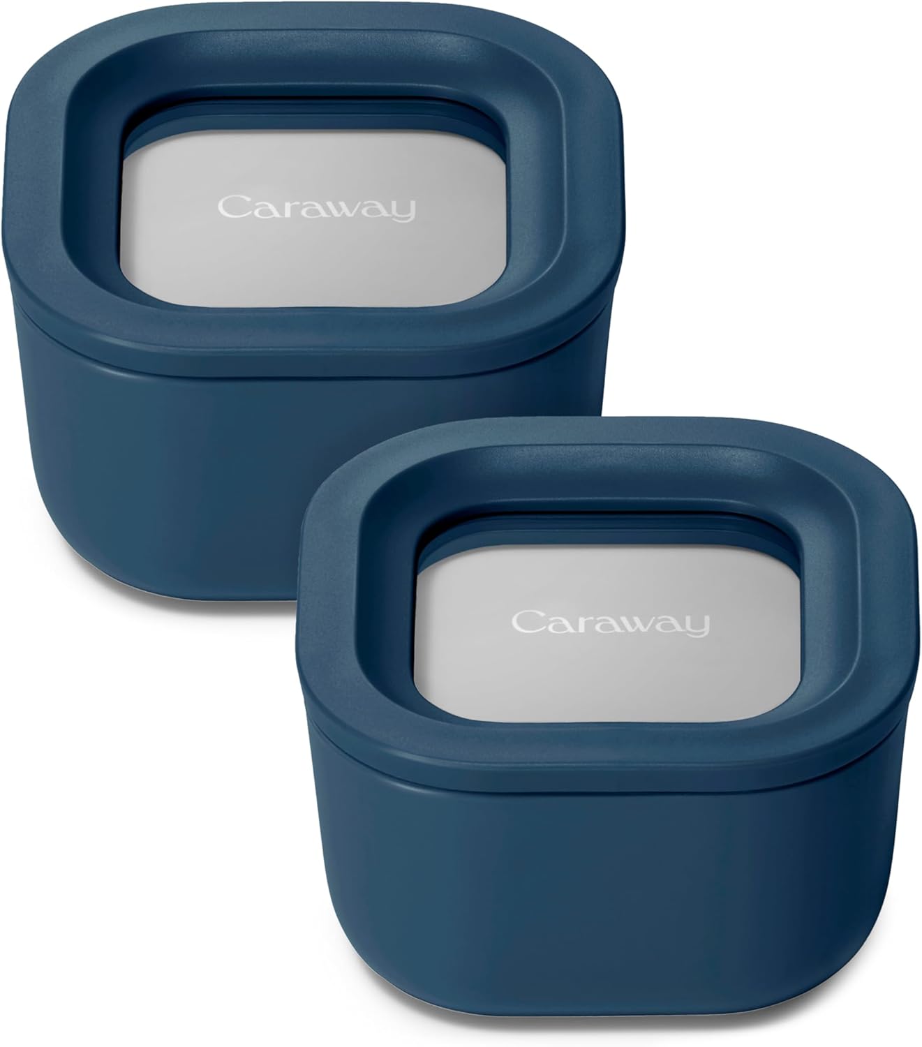 Caraway 2pc Glass Food Storage Set - 1.75 Cup Food Containers (2) - Non-Toxic Ceramic-Coated Glass