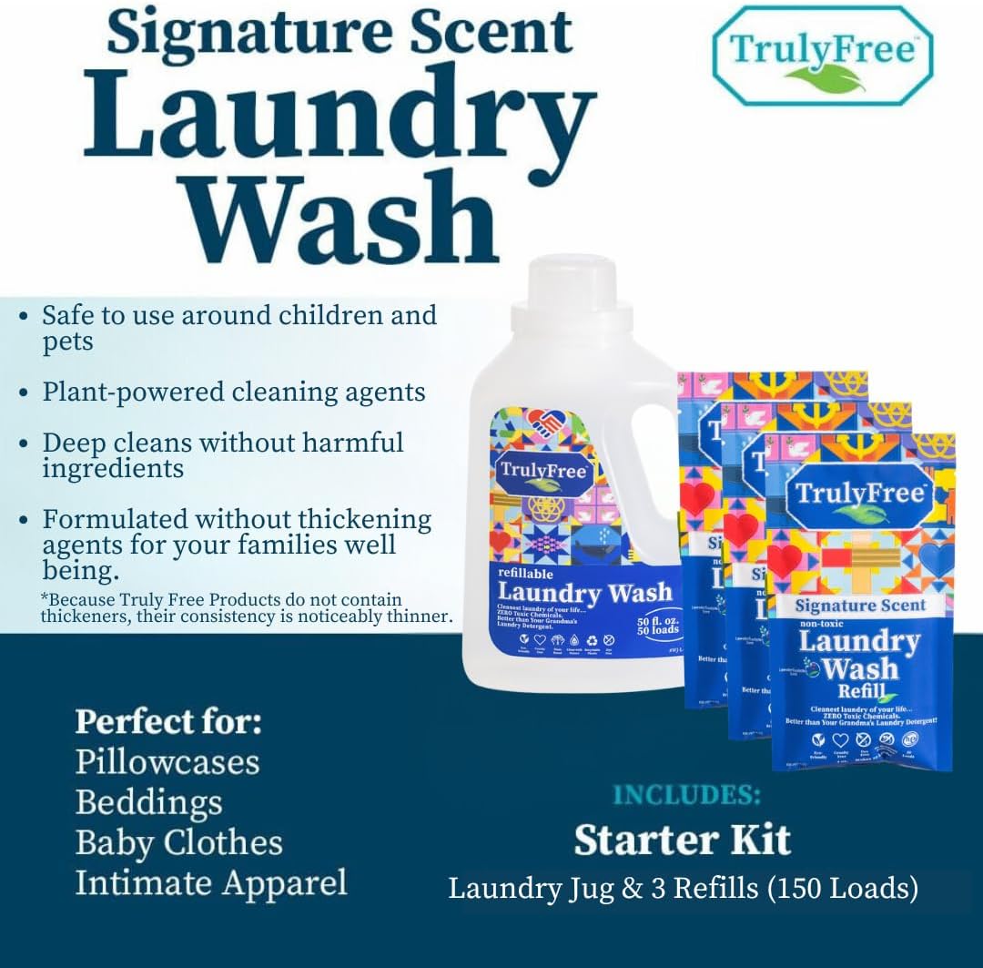 Truly Free Natural Laundry Detergent for Sensitive Skin | Eco Friendly, Plant Based, Baby Clothes