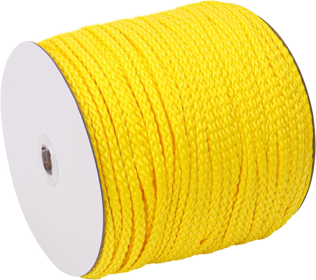 Polypropylene Rope - 1/4 Inch Yellow Nylon Rope, 500 Feet Long - Ideal for Tarps, Tie-Downs, Home