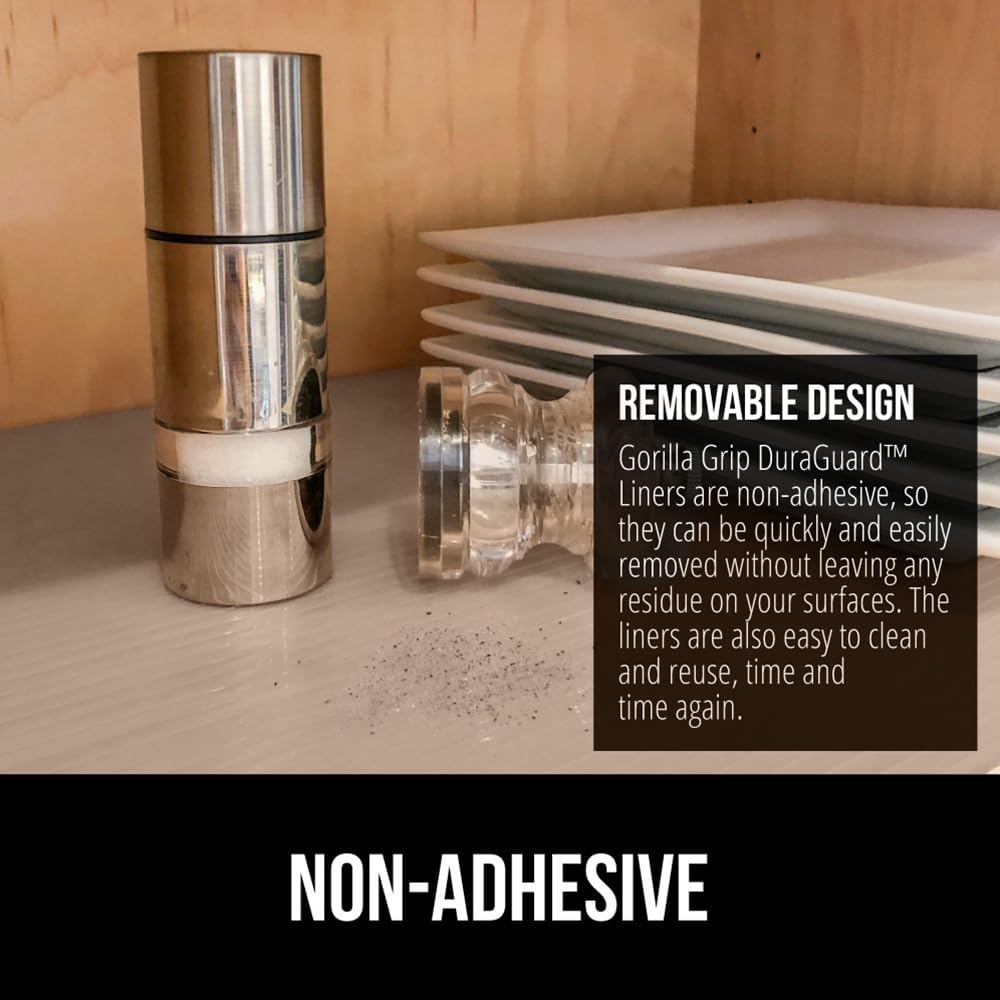 GORILLA GRIP DuraGuard Shelf Liner, Non-Adhesive Cabinet Liners for Kitchen Drawers, Shelves