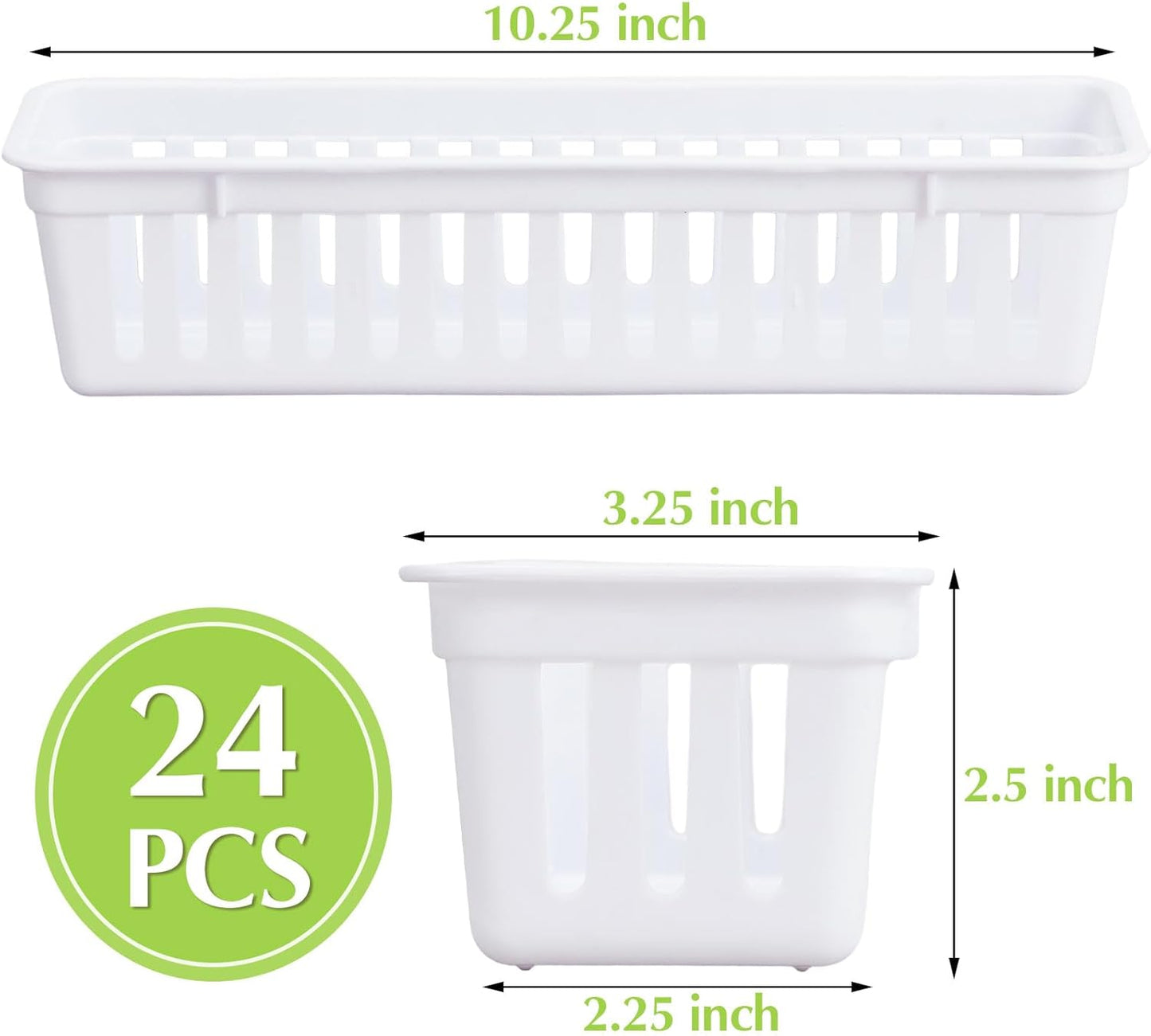 Domensi 24 Pcs Slim Plastic Storage Baskets Tray for Organizing 10.25 x 3.25 x 2.5 Inch Small