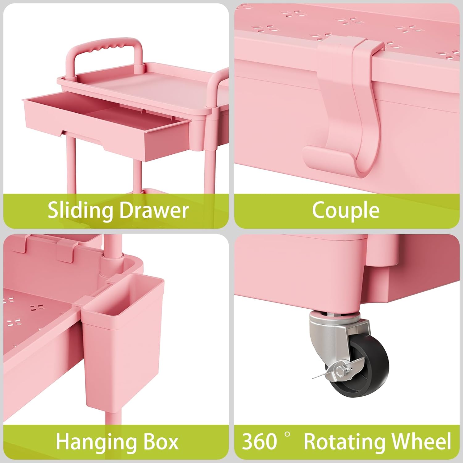 4 Tier Rolling Cart Organizer,Art Craft Diaper Bedside Snack Laundry Room Bathroom Organizer Narrow
