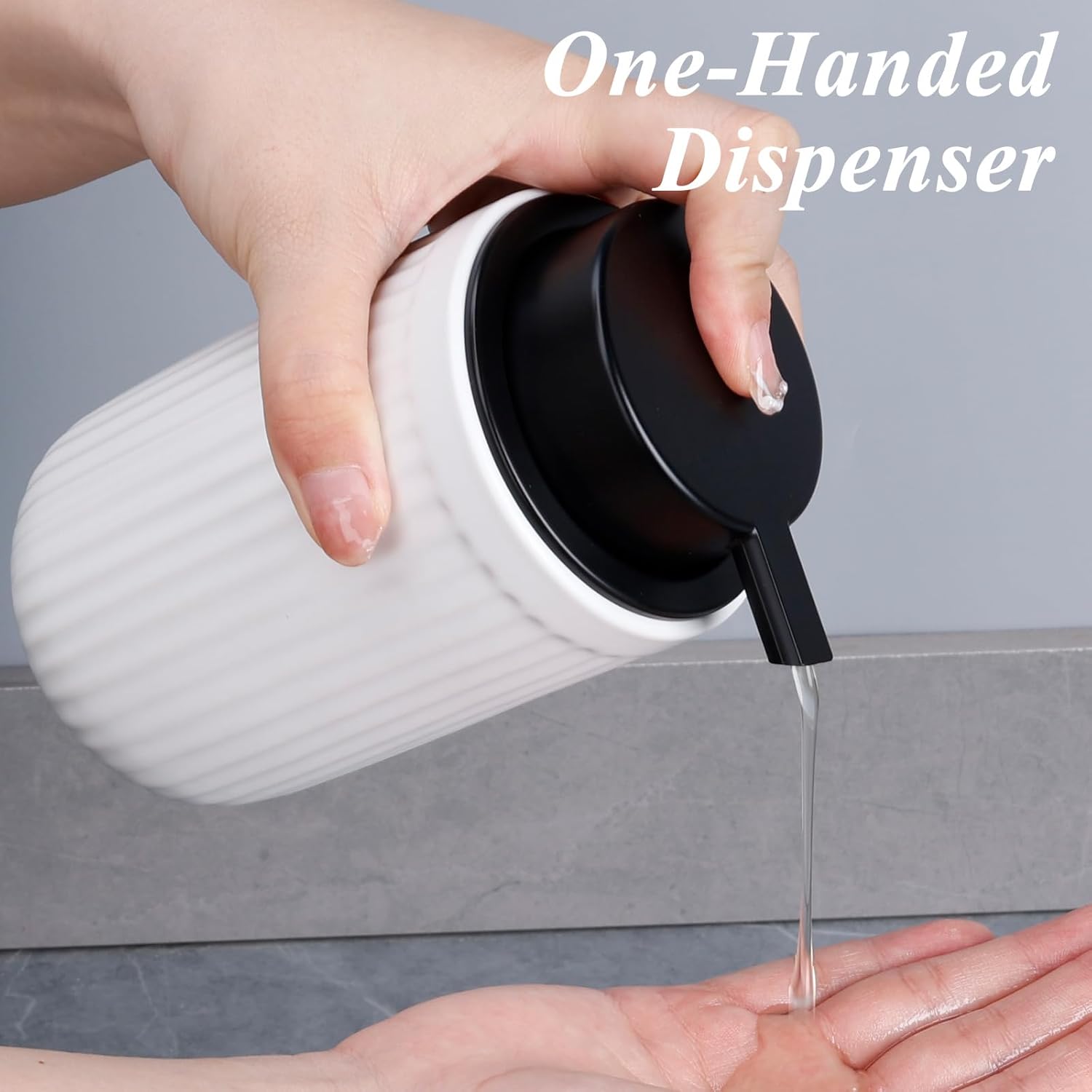 BosilunLife Dish Hand Soap Dispenser - White Liquid Pump soap Dispenser for Bathroom Decro 12oz