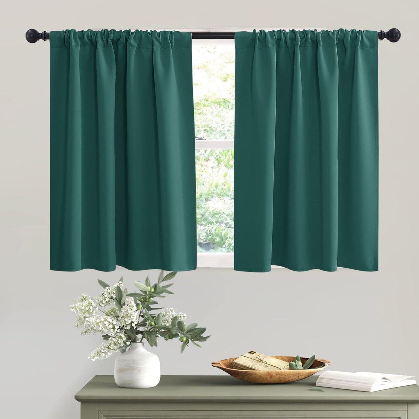 RYB HOME Blackout Curtains for Bathroom - Solid Light Block Blinds Privacy Light Block Drapes for