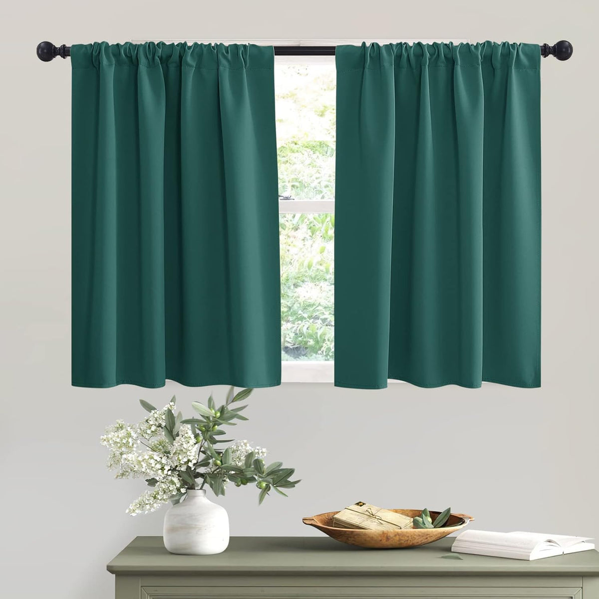 RYB HOME Blackout Curtains for Bathroom - Solid Light Block Blinds Privacy Light Block Drapes for