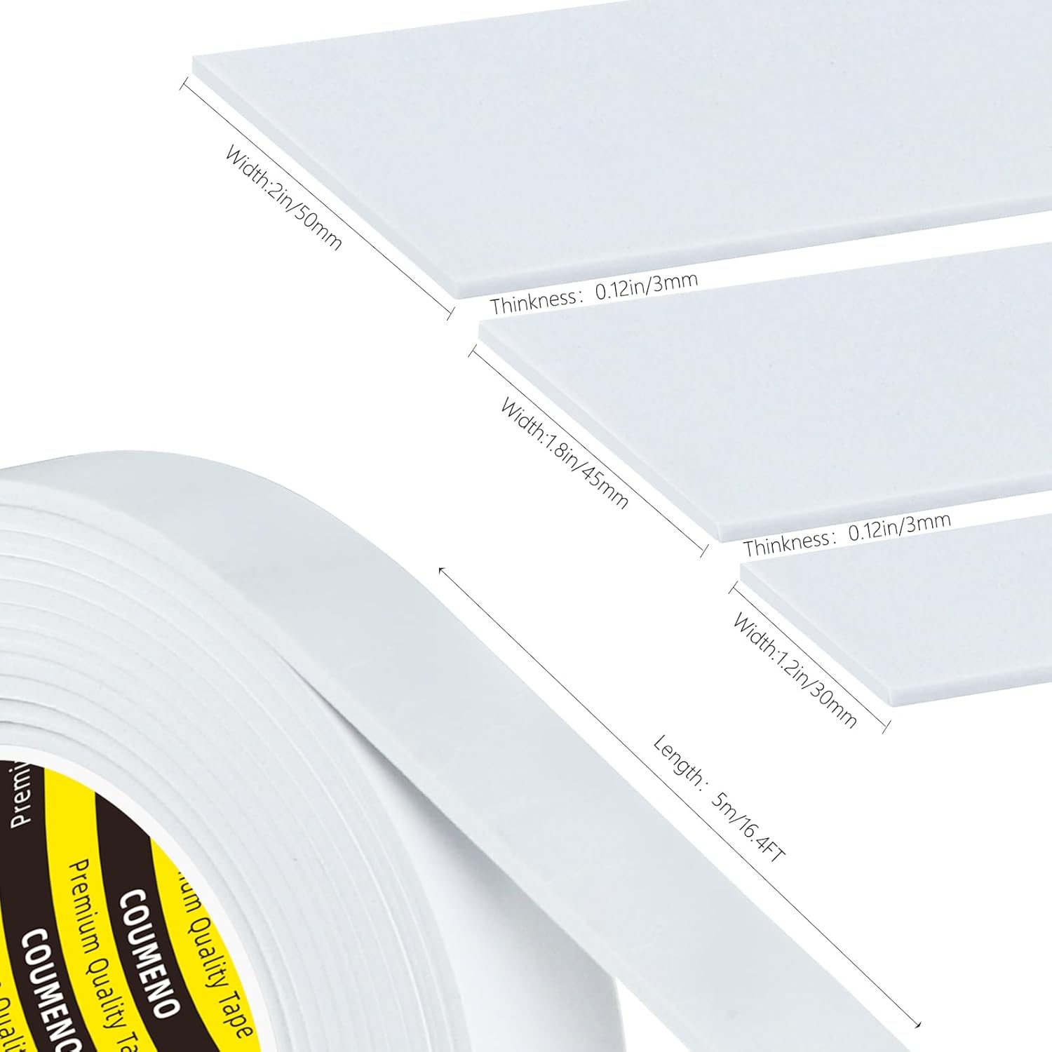 2 Pack EVA Single-Sided Adhesive Foam Tape 1.2inx16.4FT Single-Sided Sealing Strip Foam Pad Sponge