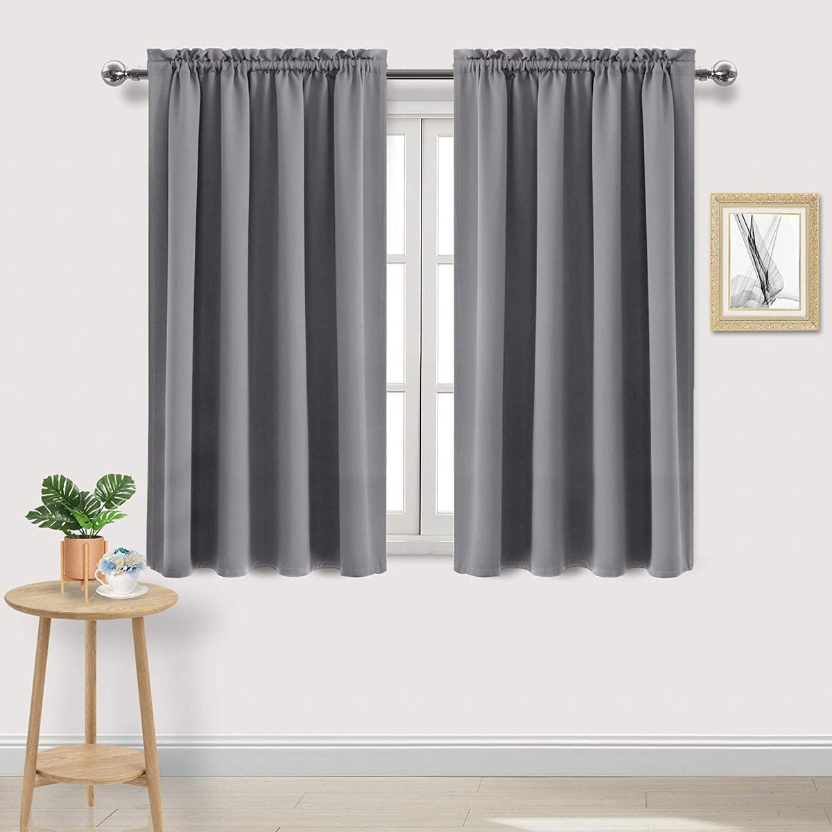 DWCN Grey Room Darkening Blackout Curtains - Thermal Insulated Privacy Energy Saving Window Curtain