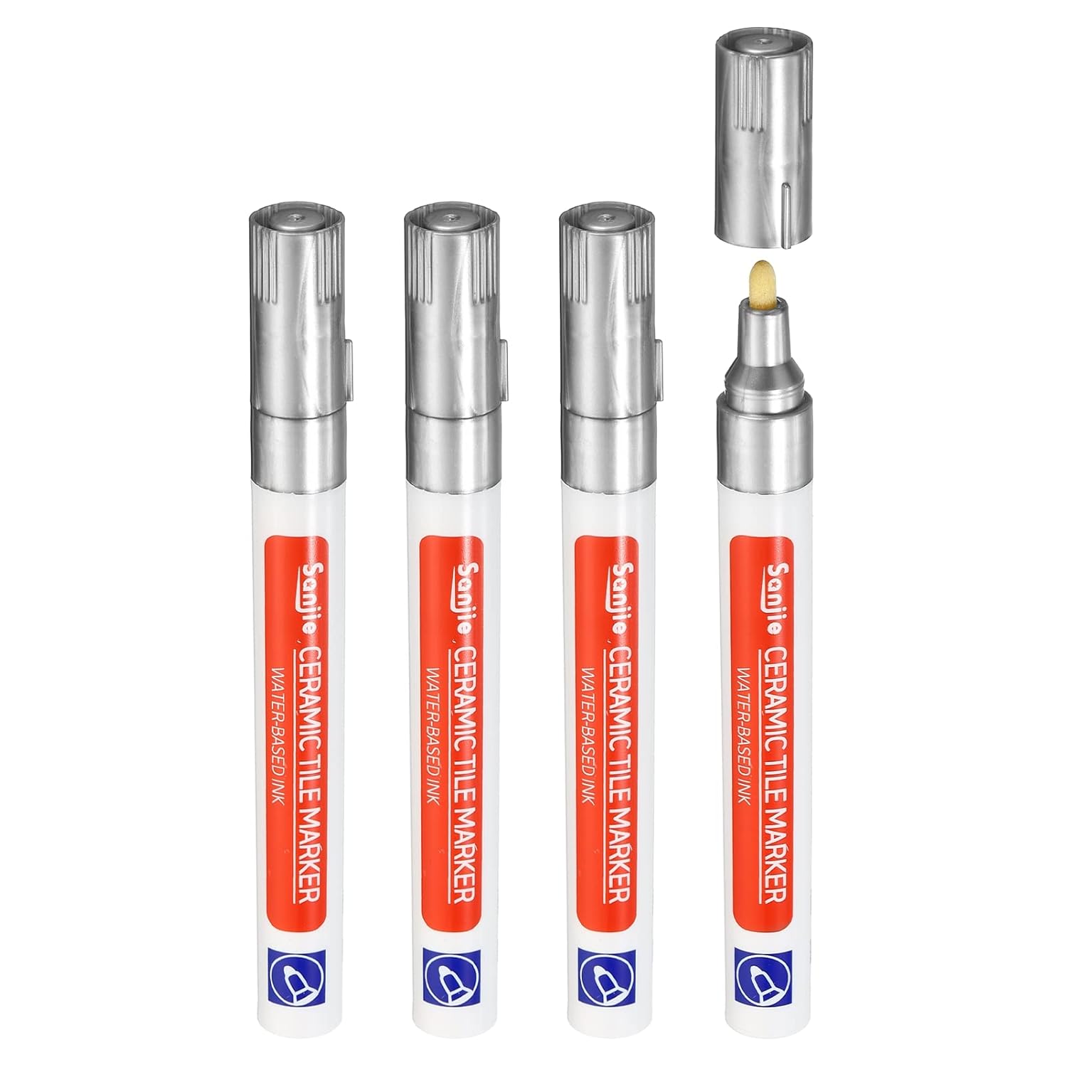 PATIKIL Grout Pen, 4 Pack Silver Tile Marker Waterproof Grout Sealer Pen Tile Repair Pens Paint