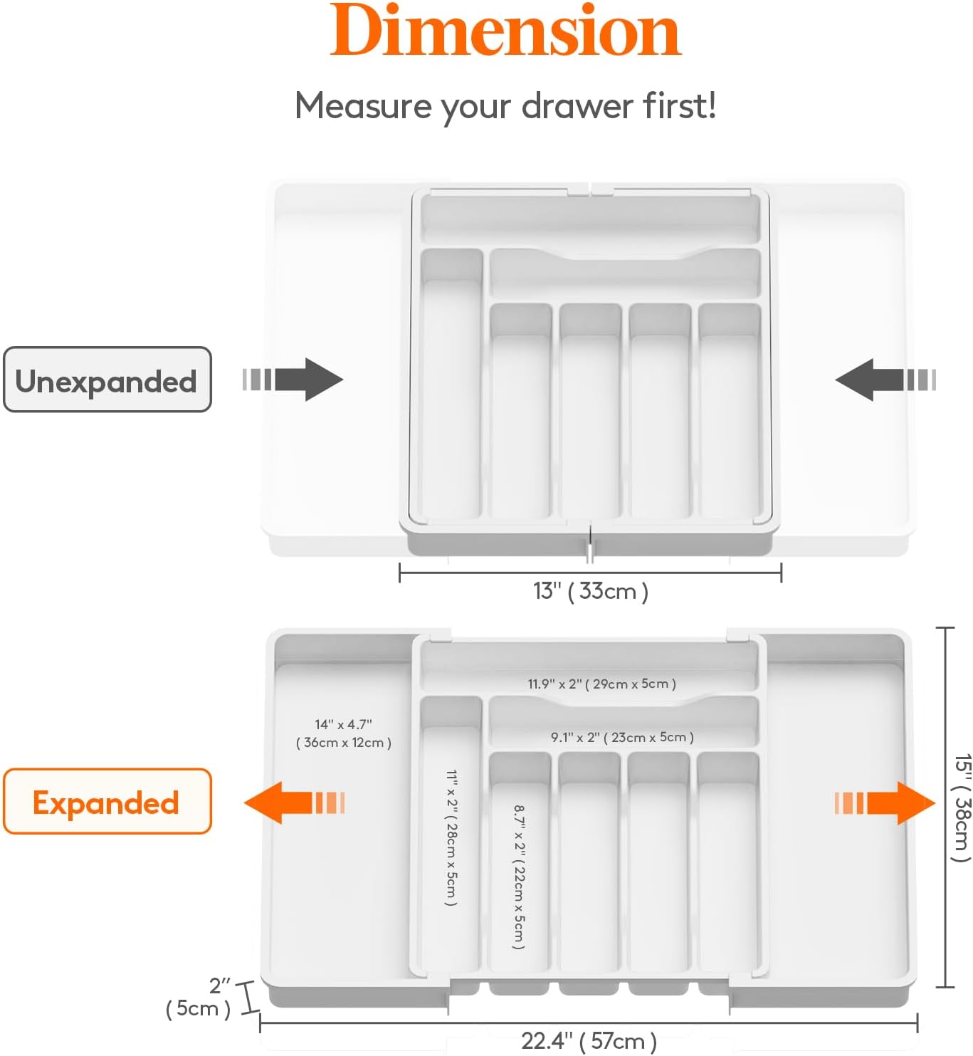 Lifewit Silverware Drawer Organizer, Expandable Utensil Organizer for Kitchen Drawers, Adjustable