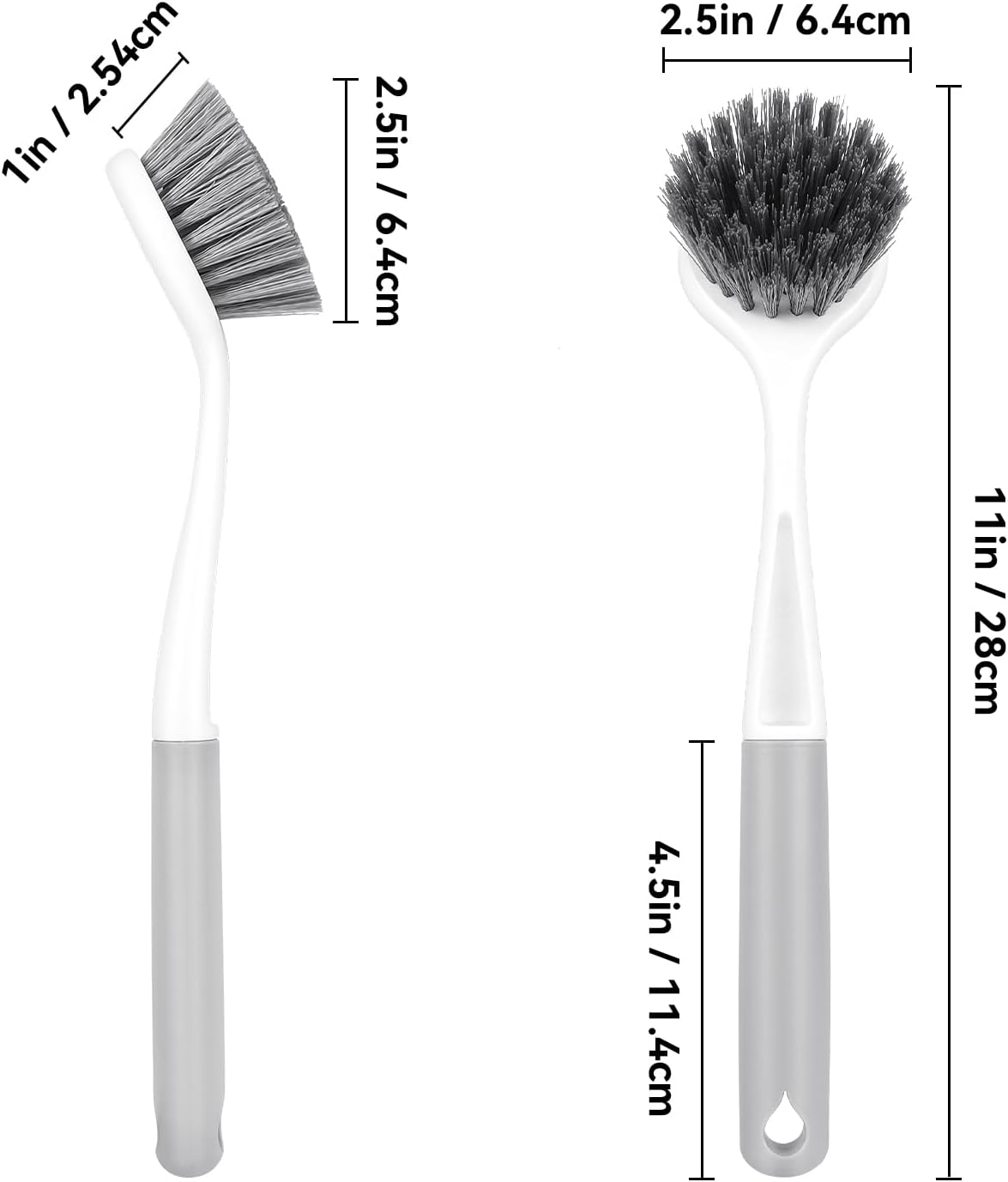 2 Pack Kitchen Scrub Brushes for Cleaning Dish Brush with Handle for Pans, Pots, Kitchen Sink