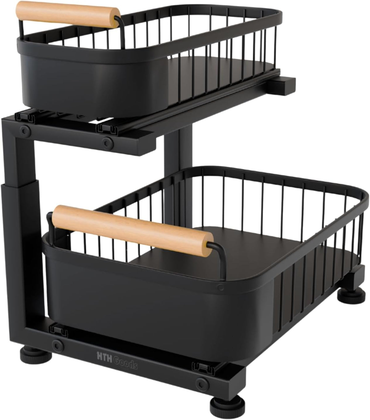 Premium Heavy Duty Carbon Steel Under Sink Organizer, 2 Tier Pull Out Cabinet Organizer, 7