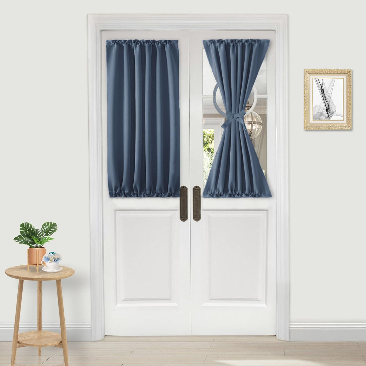 DWCN French Door Curtains – Rod Pocket Thermal Blackout Curtain for Doors with Glass Window