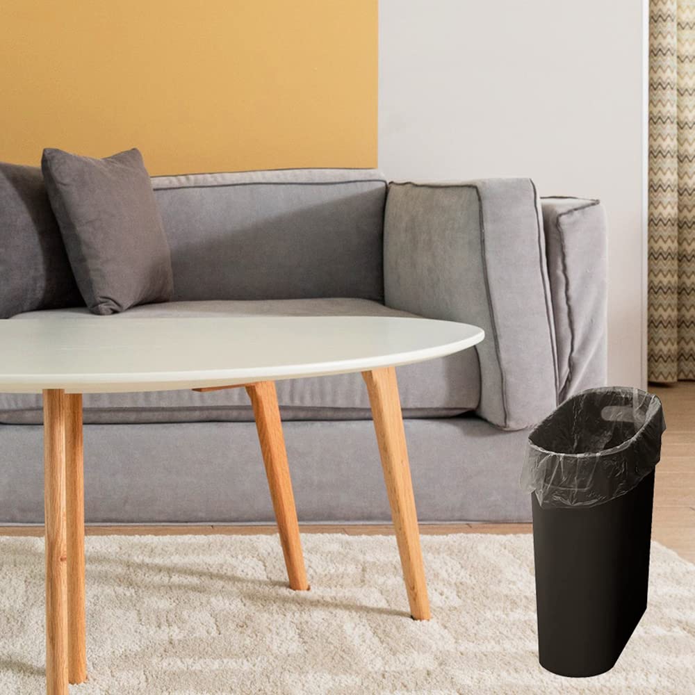 Small Trash Can Plastic Bathroom Wastebasket 3.2 Gallon Slim Garbage Container Bin with Handle for