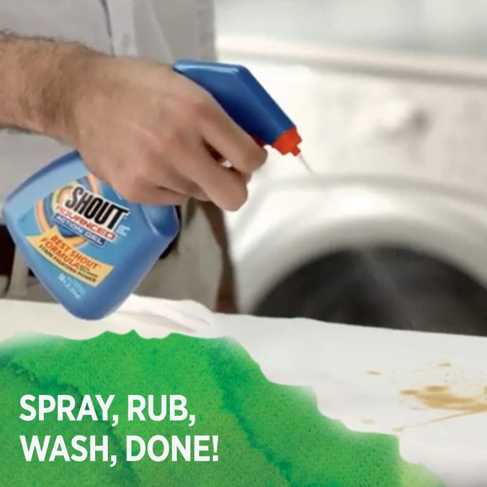 Shout Advanced Laundry Stain Remover Gel for Clothes Laundry, Breaks down stubborn, dried-in, and