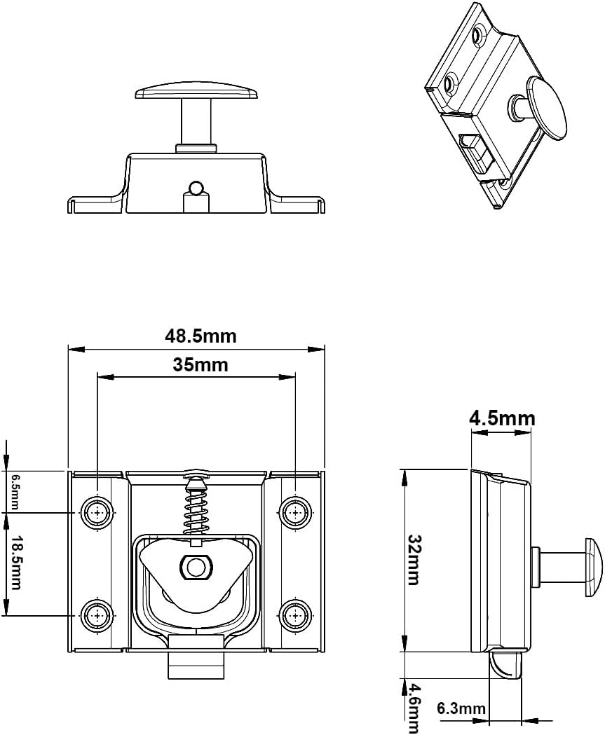 QCAA Oval Turn Cabinet Latch, for Cupboard & Other Furniture, Small, Brass Plated, Made in Taiwan