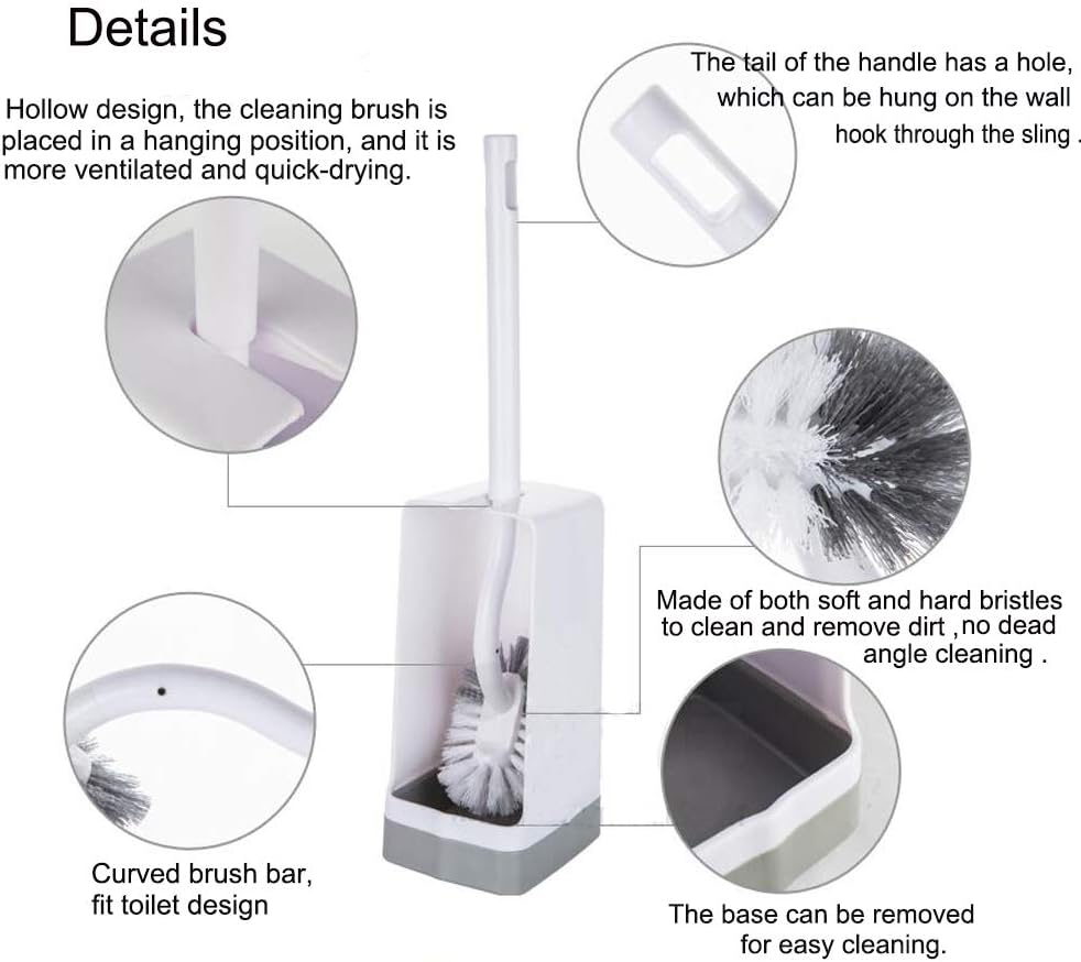 Marbarsse Bathroom Toilet Bowl Brush and Holder, Curved Design Toilet Brush for Deep Cleaning Under