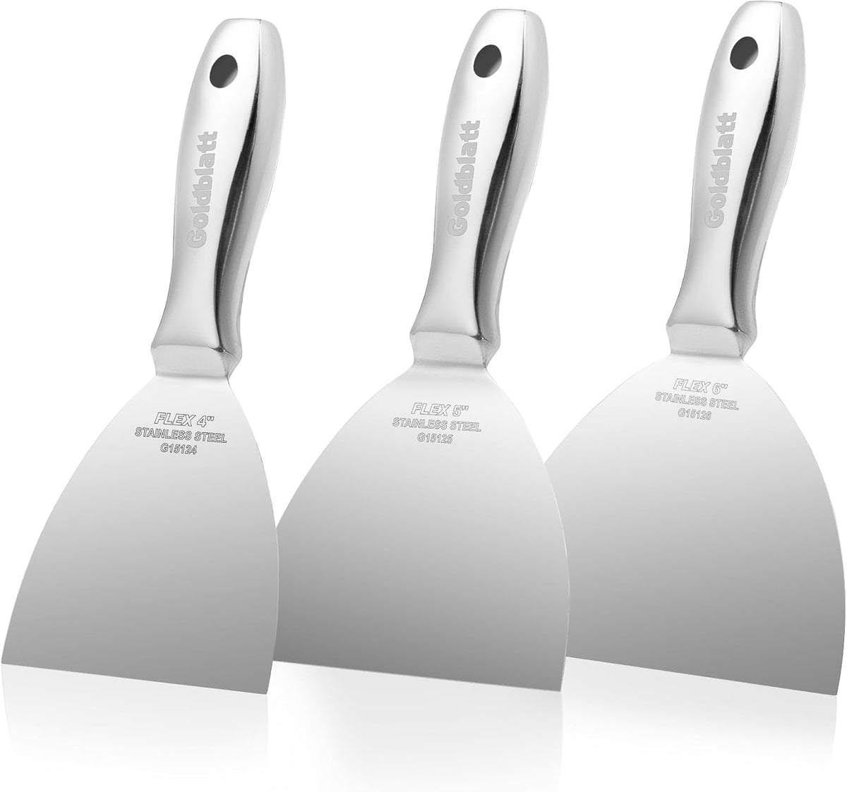 Goldblatt 3-Pack Putty Knife Set(4",5",6"), One-Piece Paint Scraper Tool, All Stainless Steel Joint