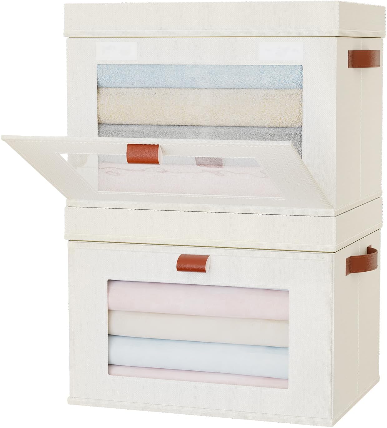 Large Storage Bins with Lids,Stackable&Collapsible Closet Storage Bins,Oxford Fabric Organizer Box