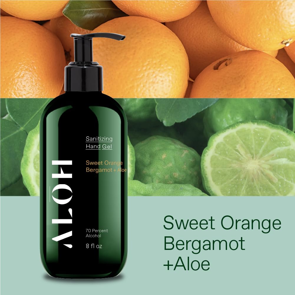 ALŌH Sanitizing Hand Gel 2-pack | Sweet Orange Bergamot + Aloe | 70% Alcohol Hydrating Hand