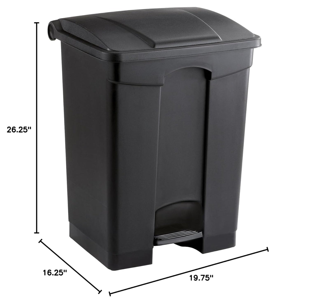 Safco Step On Plastic Trash Can with Foot Pedal, 17 Gallon Garbage Can for Kitchen, Indoor or