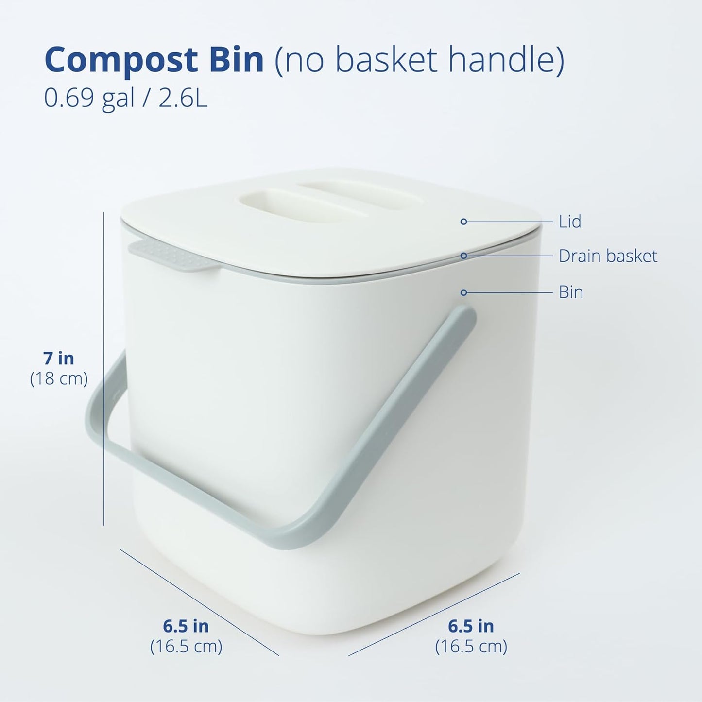 Blue Ginkgo Kitchen Compost Bin [2.6L / 0.69 GAL] – Filter-Free, Odor-Tight Countertop Food Waste