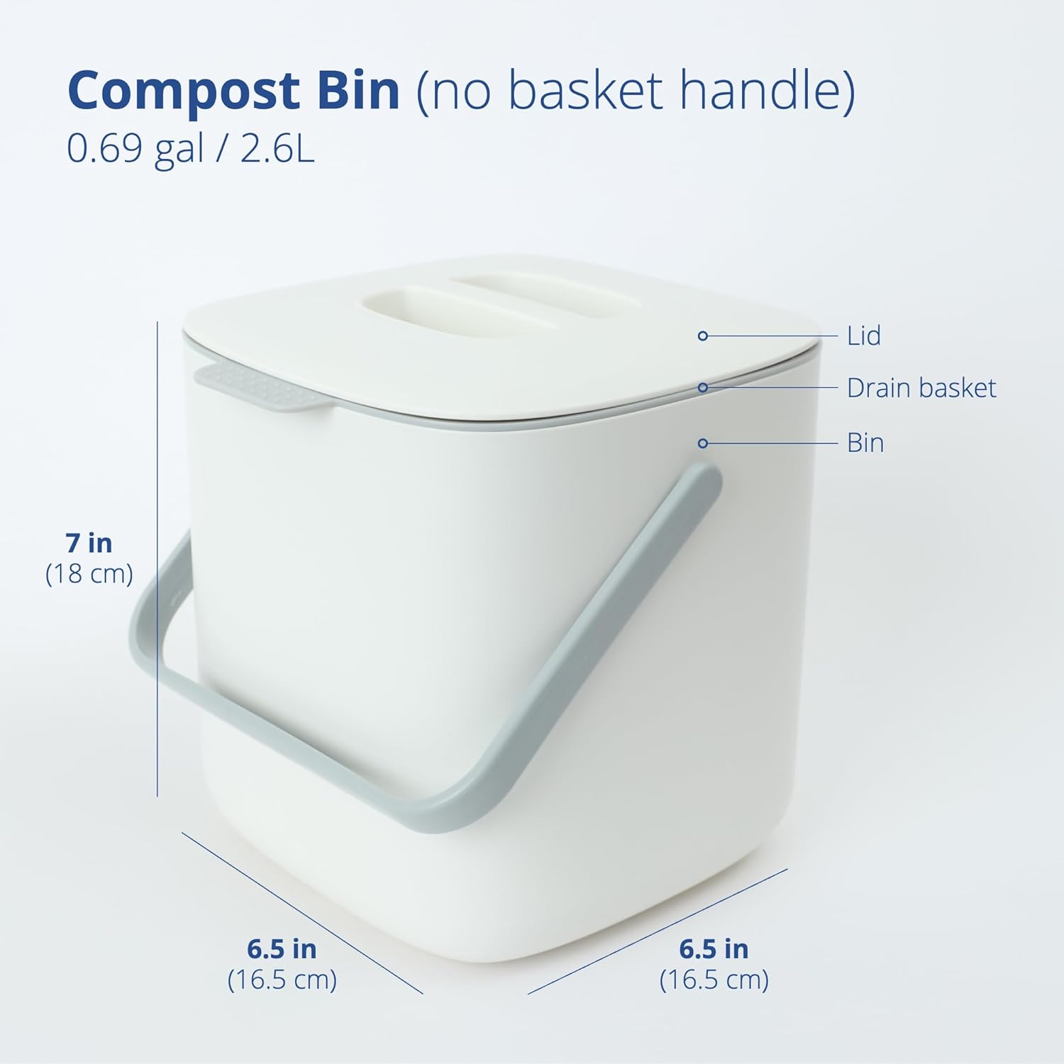 Blue Ginkgo Kitchen Compost Bin [2.6L / 0.69 GAL] – Filter-Free, Odor-Tight Countertop Food Waste