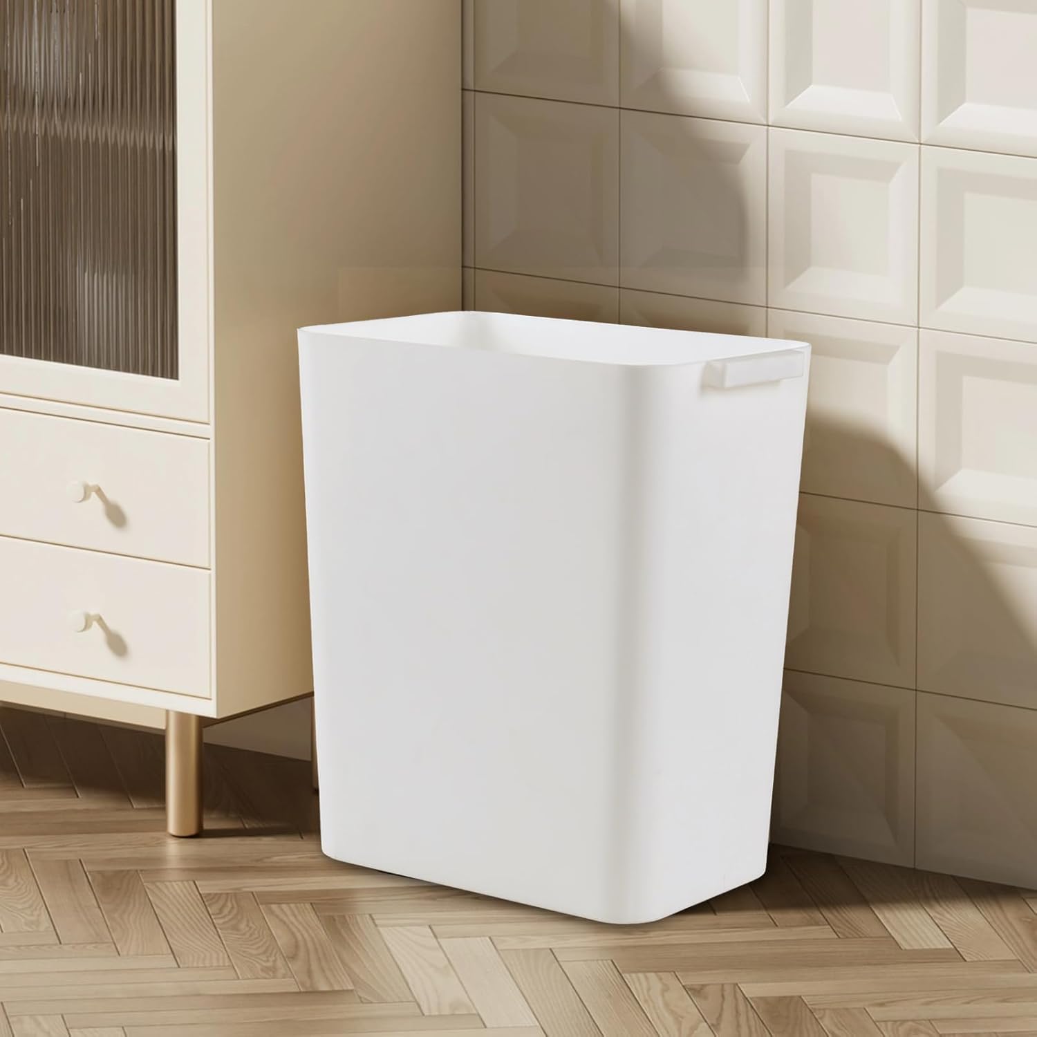 3-Pack 4.5 Gallon Plastic Rectangular Wastebasket, White Slim Trash Can