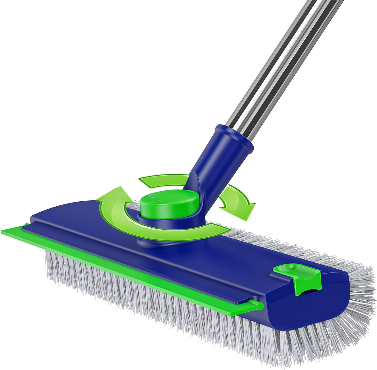 Floor Scrub Brush with Long Handle: 3 in 1 Heavy-Duty Floor Scrubber Brush with Squeegee for