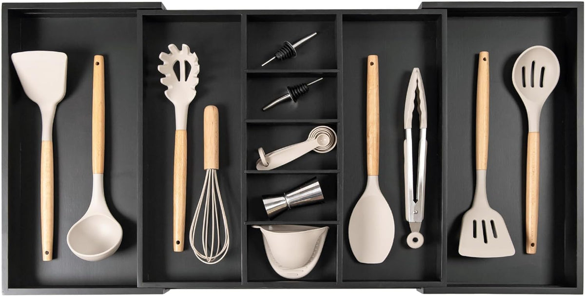 KitchenEdge Adjustable Kitchen Drawer Organizer for Utensils and Junk, Food-Safe Contract Grade