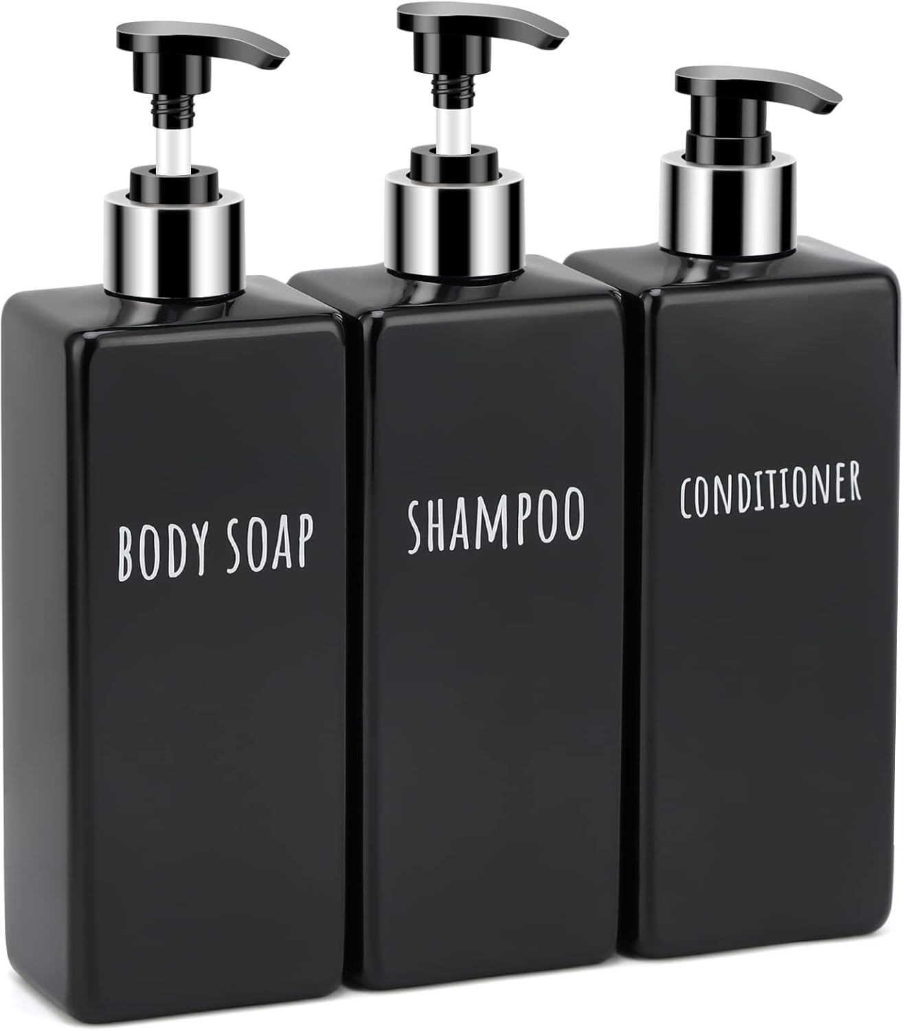 Segbeauty Shower Soap Dispenser Black, 3pcs 16.9oz Empty Refillable Bathroom Press Pump Bottles