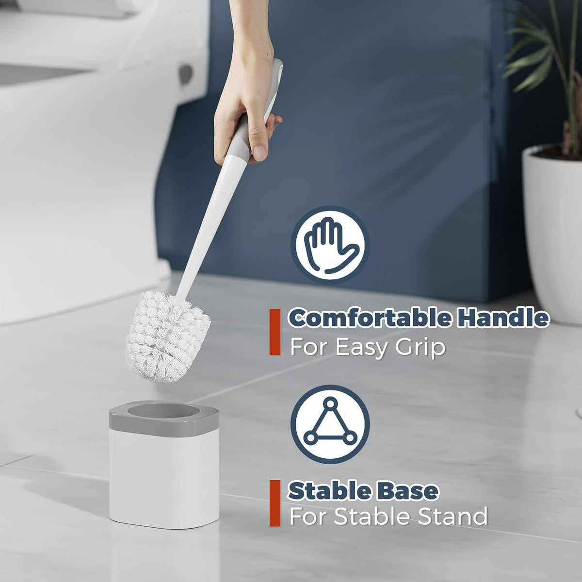 Toilet Brush, 2 Pack Toilet Brush and Holder Set Bathroom Accessories, Toilet Bowl Brush and Holder