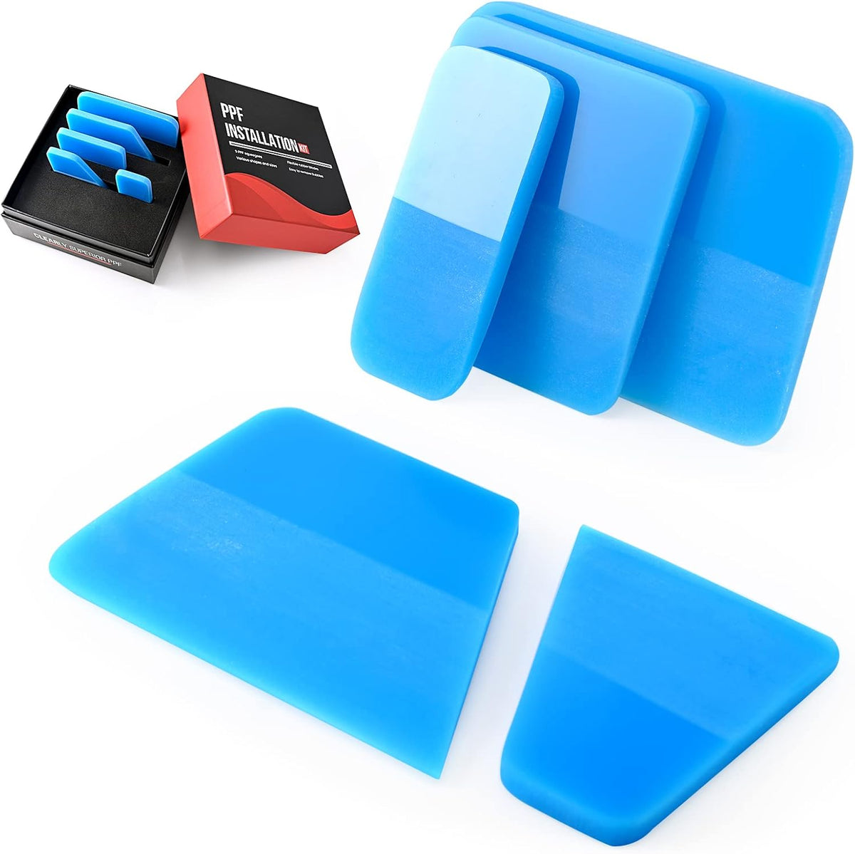 NEWISHTOOL Soft PPF 5in1 Blue Set - Anti-Scratch Rubber Squeegee Kit for Car Vinyl Wrap Tint Film