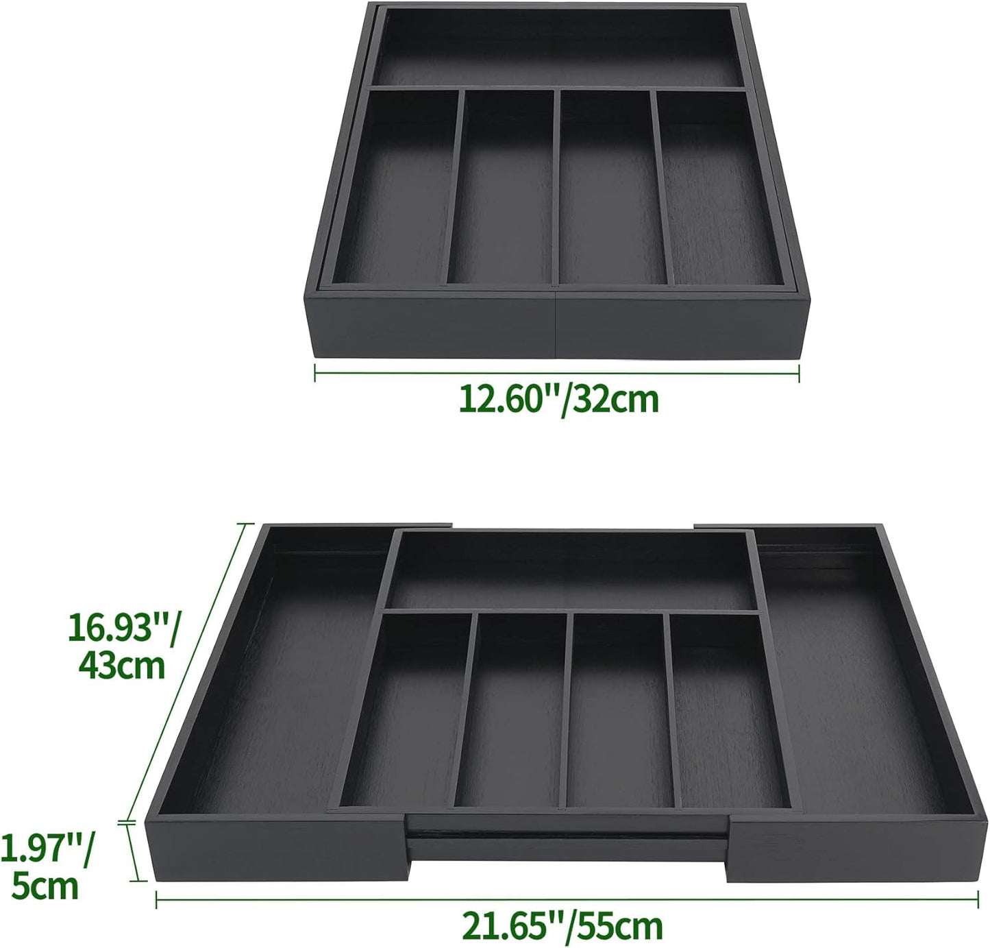 VaeFae Premium Bamboo Drawer Organizer, Expandable Silverware Drawer Organizer, Cutlery Tray with