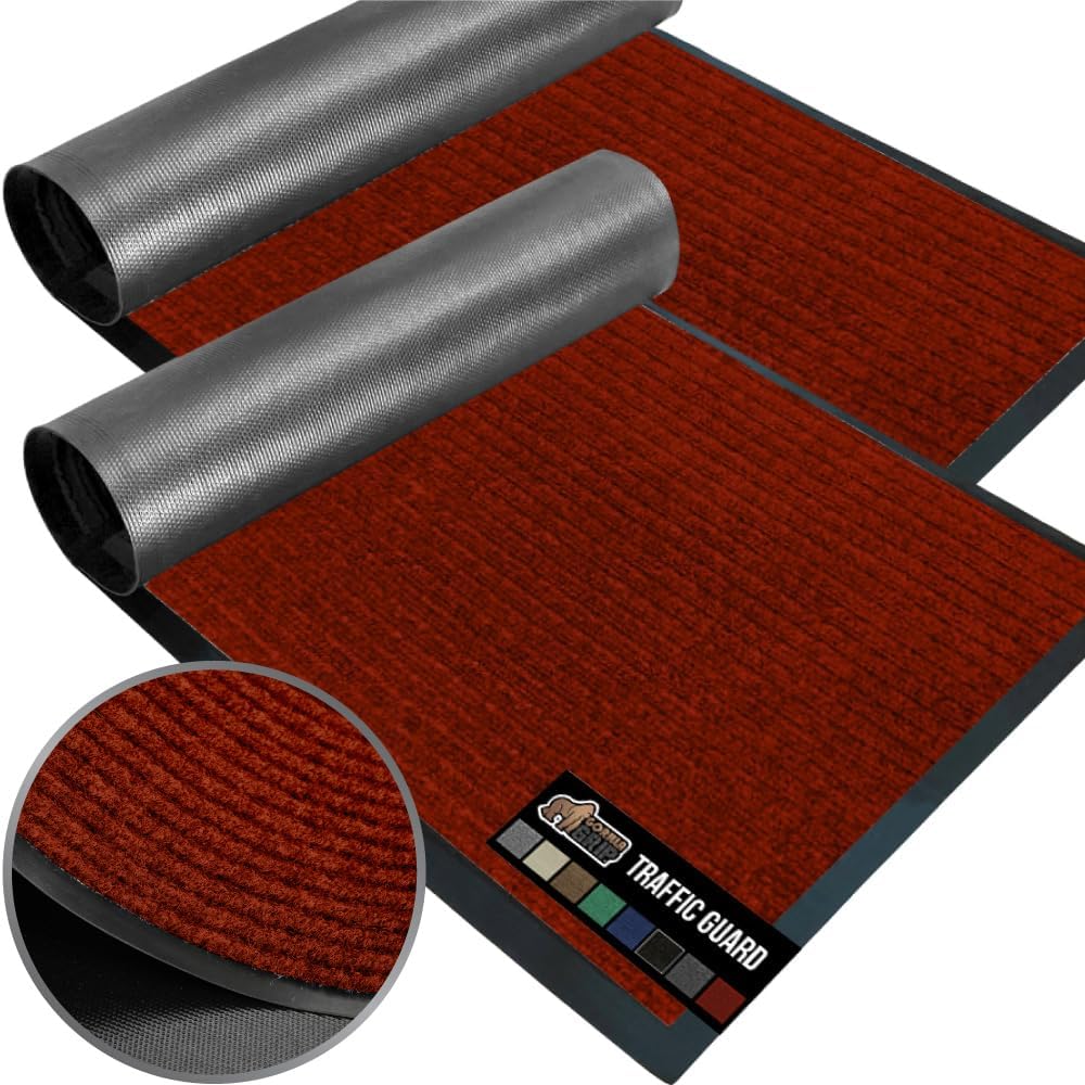 GORILLA GRIP Traffic Guard Door Mat, 2 Pack, Heavy Duty Waterproof Doormat, Commercial Office Space