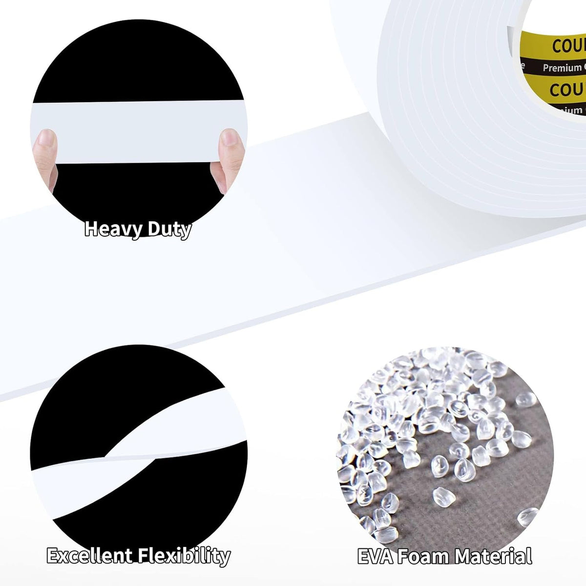 2 Pack Single-Sided Adhesive White Foam Tape, Single-Sided Sealing Strip Foam Pad Sponge Tape